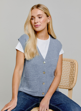 Cashmere Waistcoat Cardigan Blue Mist