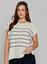 Striped Cashmere Top White