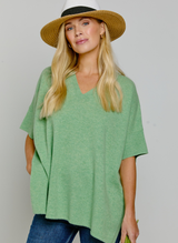 Short Sleeve Cashmere Kimono Lily Green