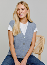 Cashmere Waistcoat Cardigan Blue Mist