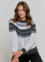 Cashmere Fairisle Yoke Jumper - Glass Grey