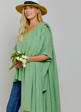 Short Sleeve Cashmere Kimono Lily Green