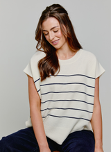 Striped Cashmere Top White