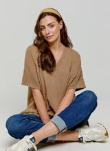 Short Sleeve Cashmere Kimono Praline