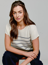 Striped Cashmere Top White