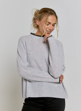 Elodie Funnel Neck Cashmere Jumper - Glass Grey