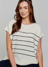 Striped Cashmere Top White
