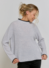Elodie Funnel Neck Cashmere Jumper - Glass Grey
