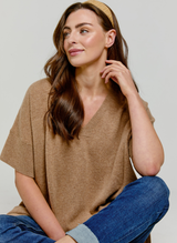 Short Sleeve Cashmere Kimono Praline
