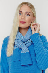 Textured scarf in Hockney Blue with rib jumper 