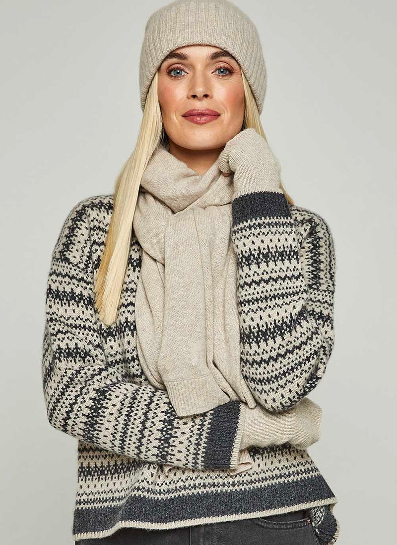 Calvin Klein Macys Womens Scarf Set Chunky Fairisle Jumper