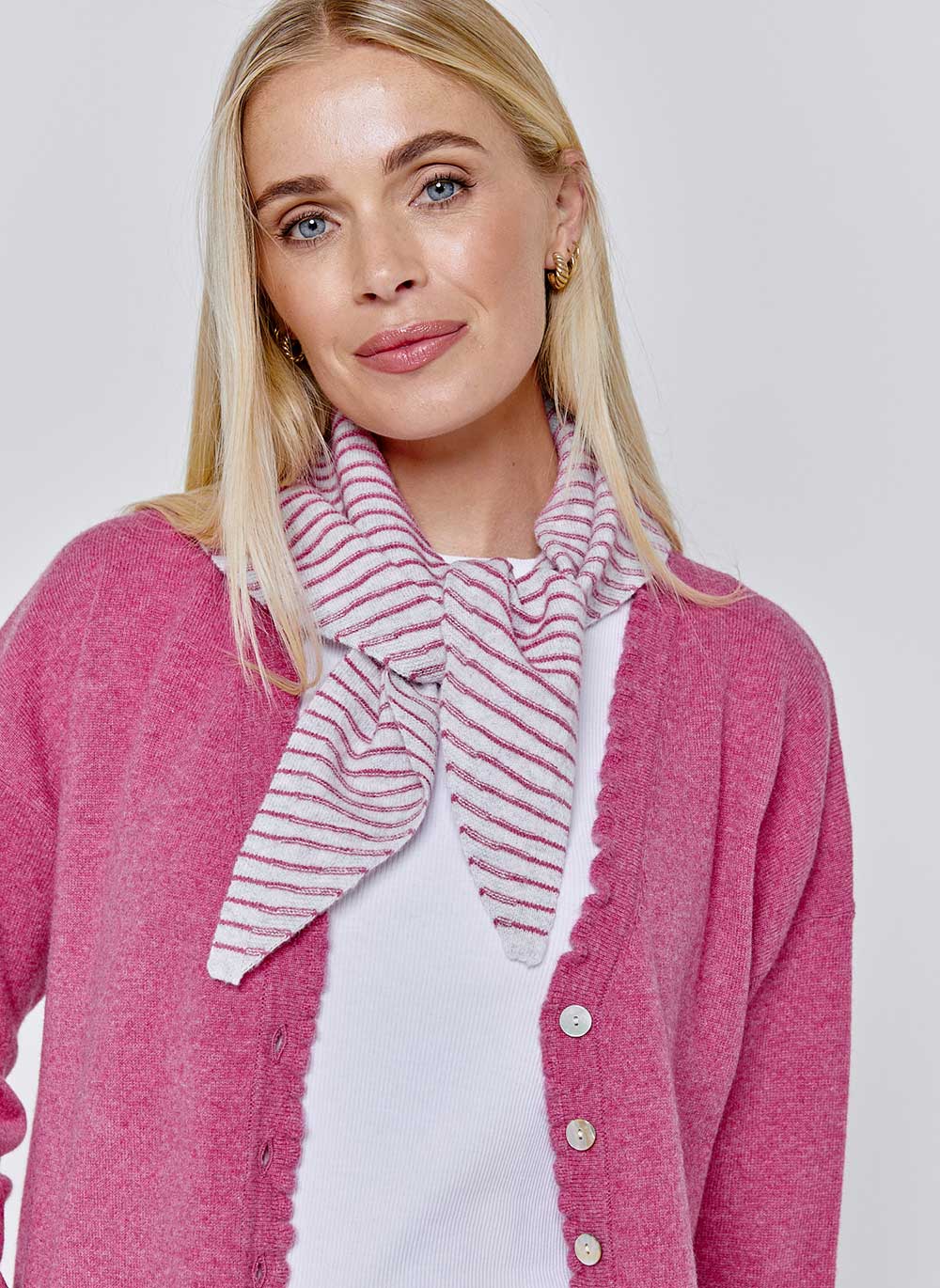 Bella Frill Cashmere Cardigan - Berry Pink & Cashmere & Cotton