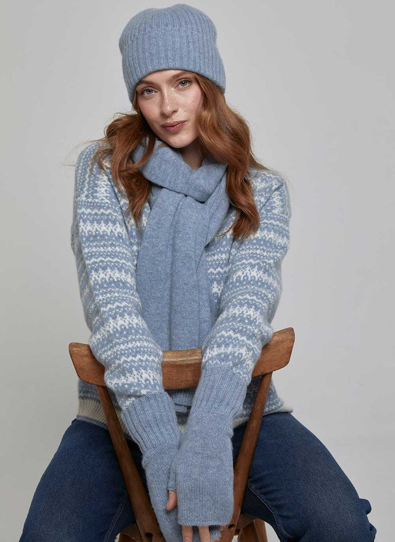 Chunky Fairisle Jumper - Blue Mist
