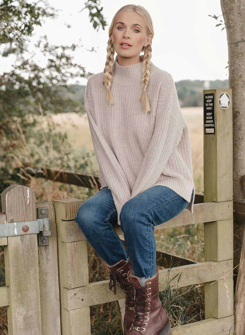 Chunky Rib Cashmere Jumper Chinchilla Cashmere Cotton