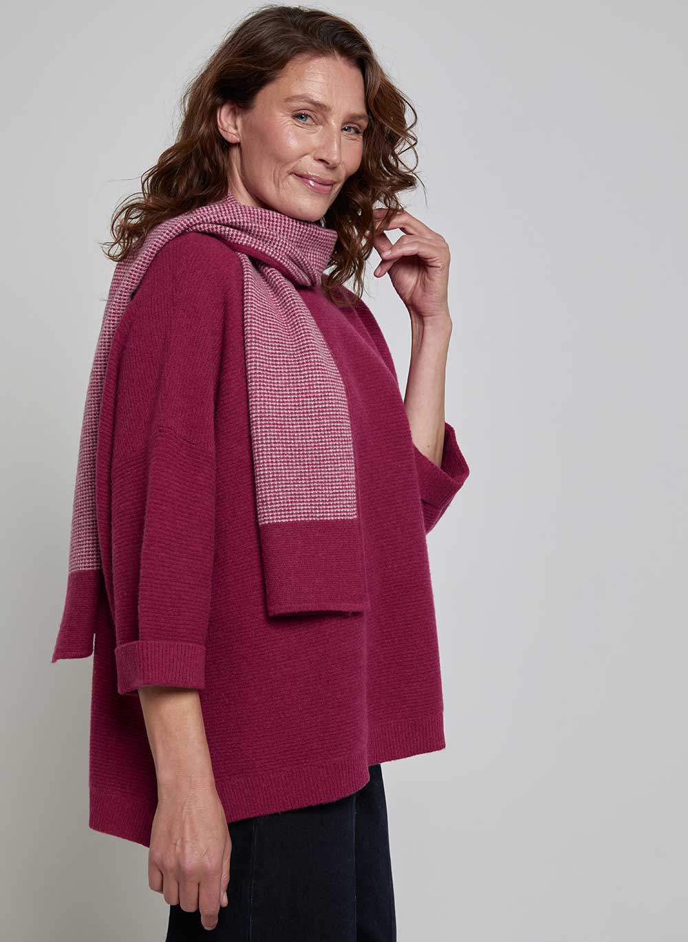 Abbie Rib Cashmere Jumper - Cranberry & Cashmere & Cotton