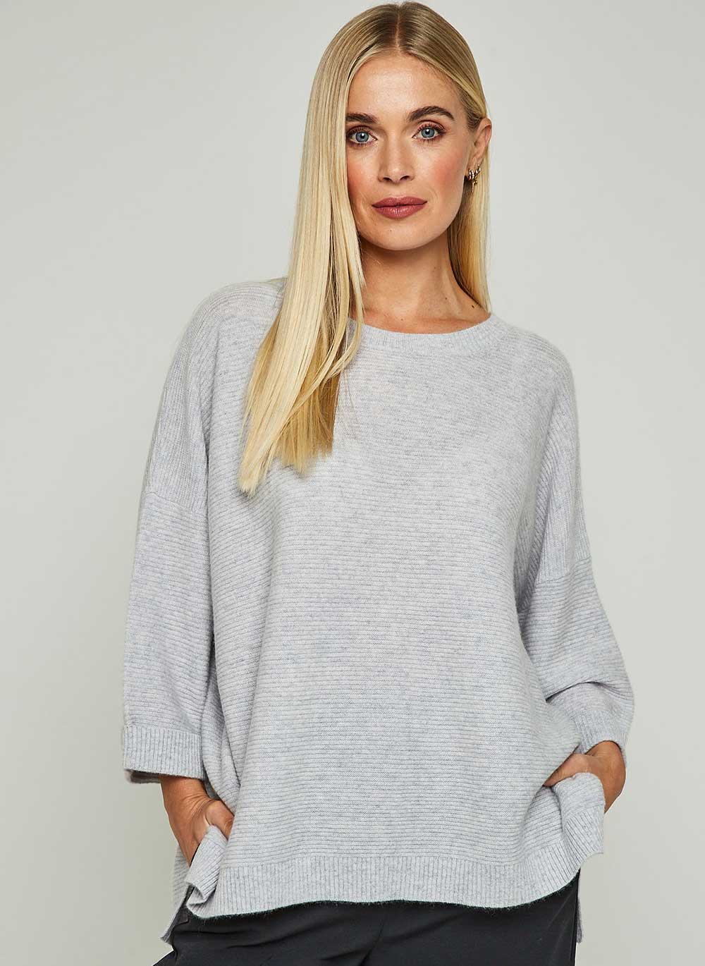 Abbie Rib Cashmere Jumper - Glass Grey & Cashmere & Cotton
