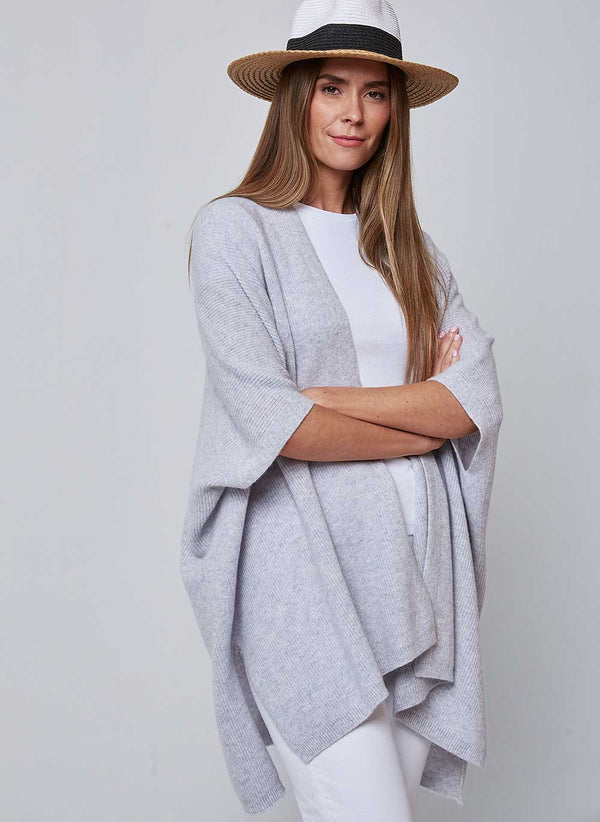 Kimono Rib Cashmere Cardigan - Glass Grey