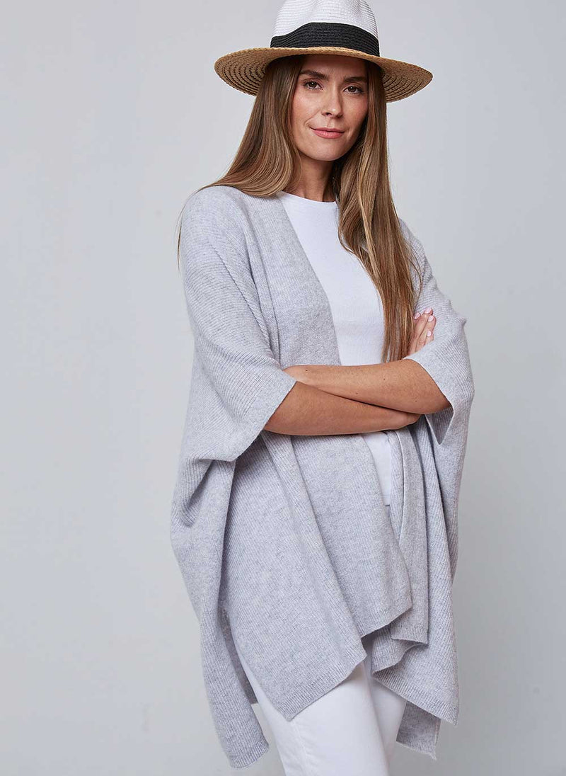Kimono Rib Cashmere Cardigan - Glass Grey