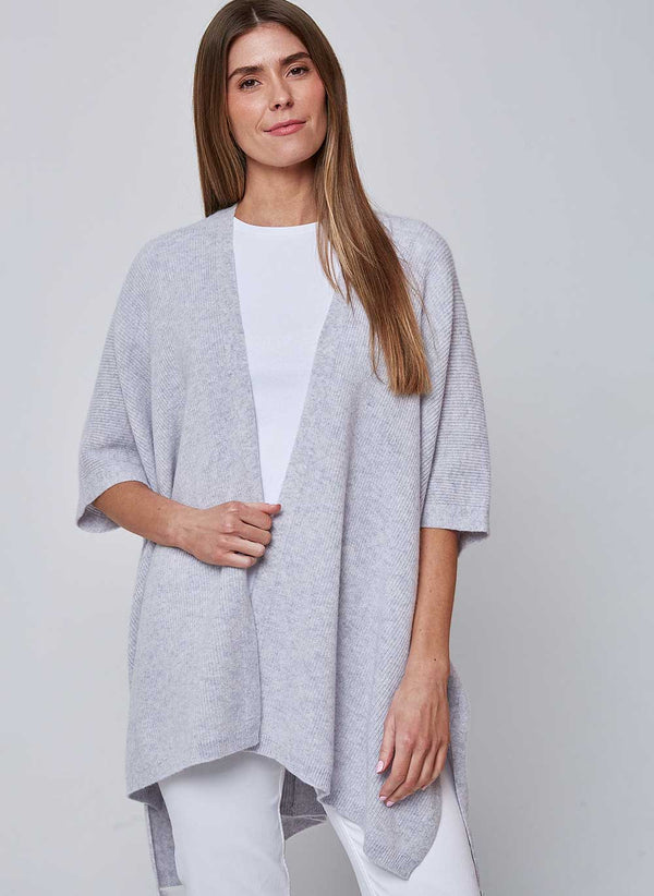 Kimono Rib Cashmere Cardigan - Glass Grey