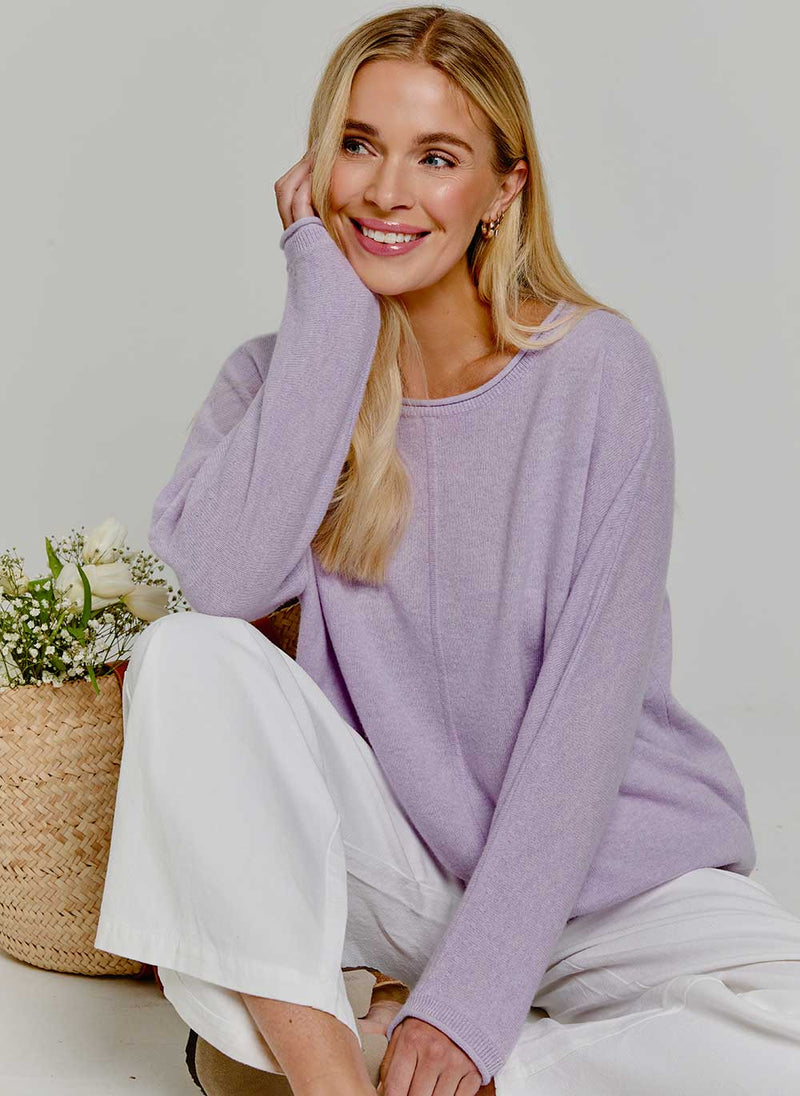 Luna Relaxed Cashmere Jumper - Lavender Fog | Cashmere & Cotton Luna Relaxed Cashmere Jumper - Lavender Fog | Cashmere & Cotton