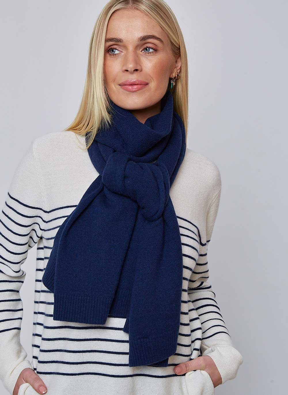 Color Cashmere Scarf- Navy Blue main image 0