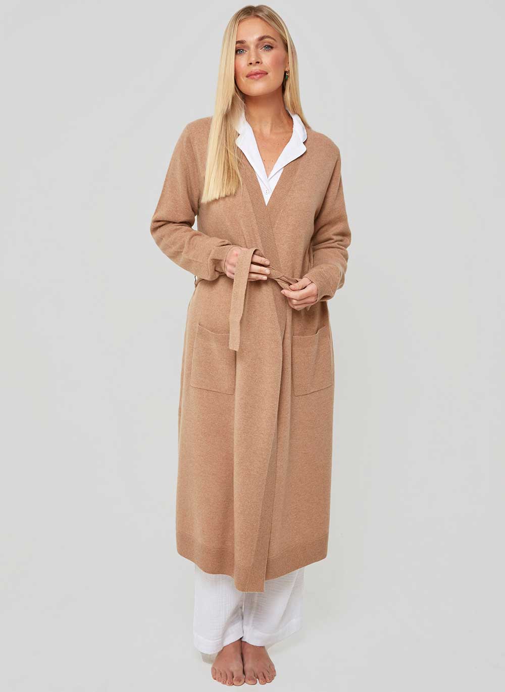 Ladies Cashmere Dressing Gown Bath Robe & Cashmere & Cotton