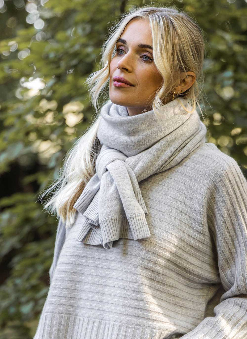Classic Cashmere Scarf Glass Grey Cashmere Cotton