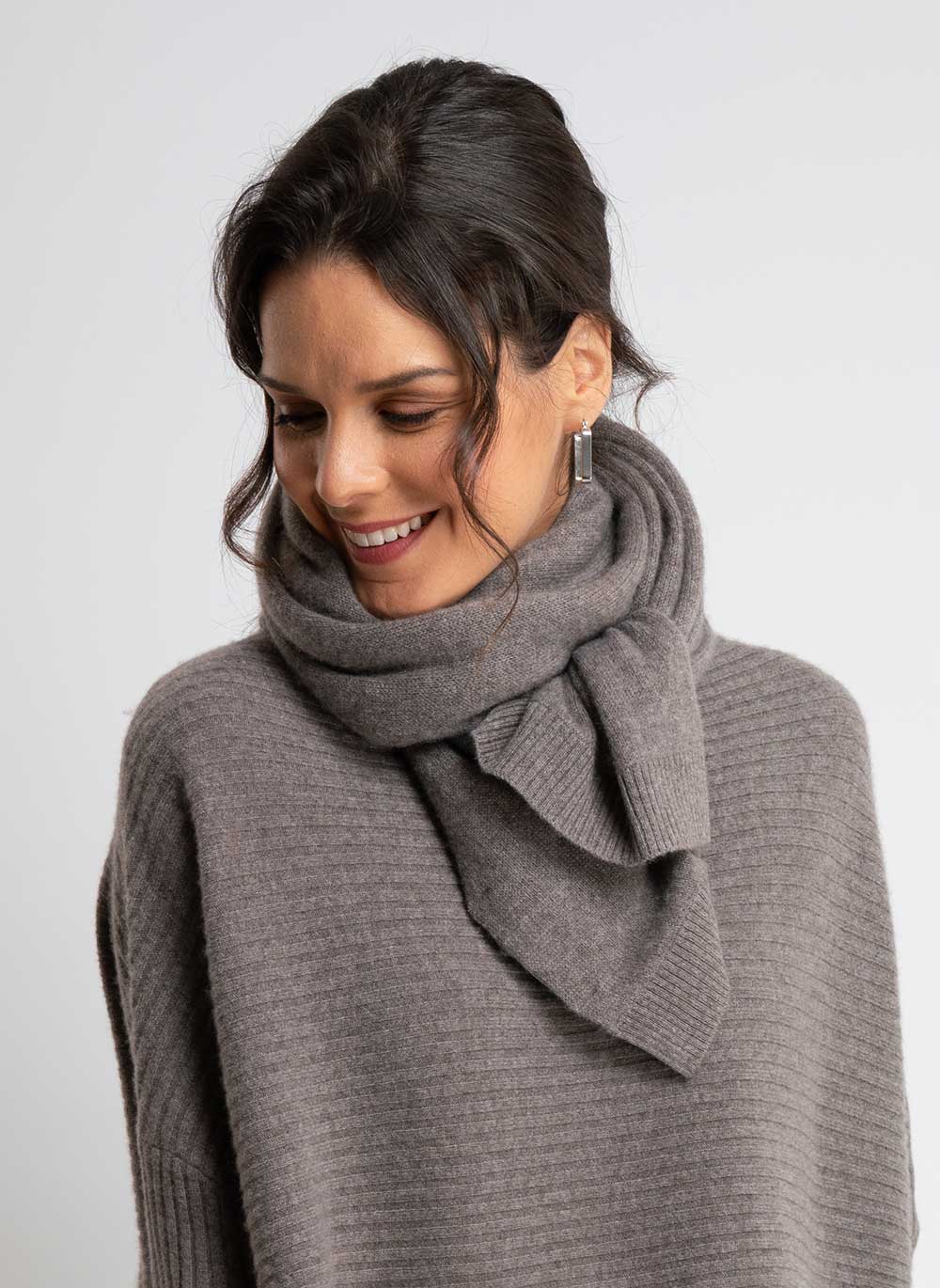 100% Cashmere Scarf Mauve Taupe